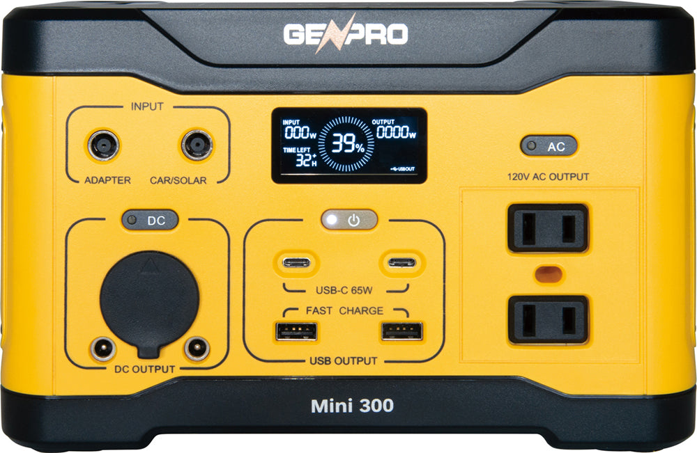 GenPro 300 - Compact and Lightweight Portable Power Station 300W, 265.7Wh AC, DC, USB, Wireless Charging Fast Recharge Perfect for On-The-Go Power