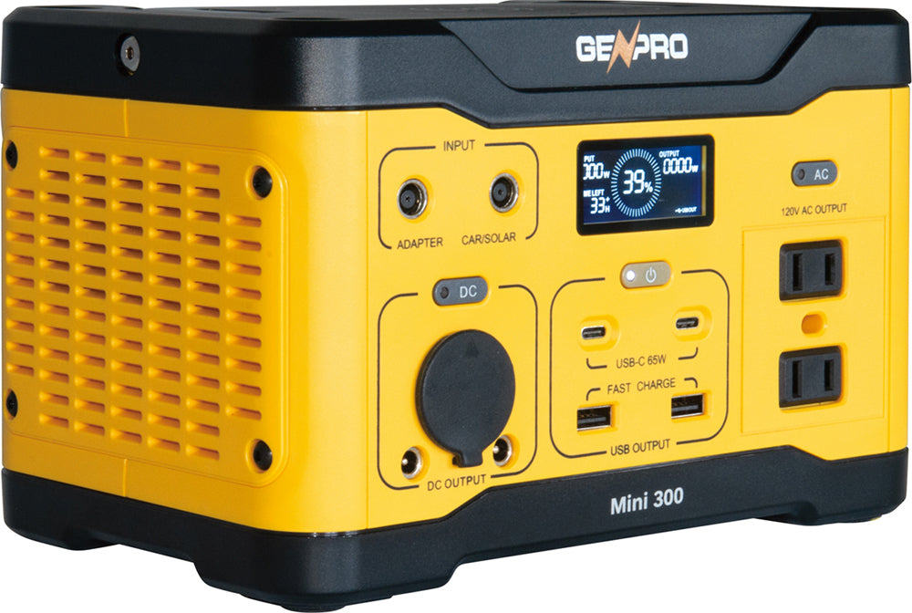 GenPro 300 - Compact and Lightweight Portable Power Station 300W, 265.7Wh AC, DC, USB, Wireless Charging Fast Recharge Perfect for On-The-Go Power