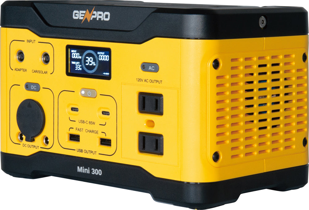 GenPro 300 - Compact and Lightweight Portable Power Station 300W, 265.7Wh AC, DC, USB, Wireless Charging Fast Recharge Perfect for On-The-Go Power