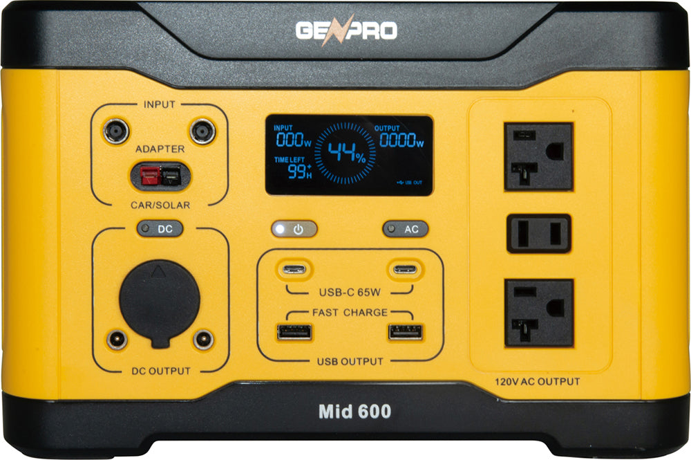 GenPro 600 - Compact and Efficient Portable Power Station 600W 509.6Wh AC DC USB Wireless Charging | Fast Recharge Lightweight & Reliable