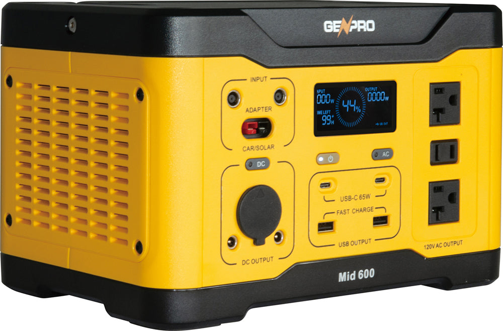 GenPro 600 - Compact and Efficient Portable Power Station 600W 509.6Wh AC DC USB Wireless Charging | Fast Recharge Lightweight & Reliable