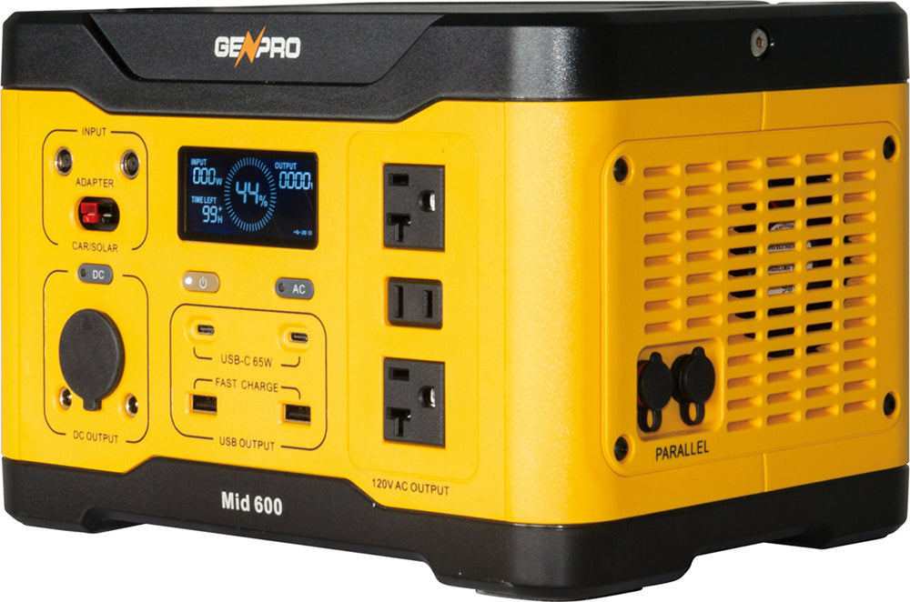 GenPro 600 - Compact and Efficient Portable Power Station 600W 509.6Wh AC DC USB Wireless Charging | Fast Recharge Lightweight & Reliable