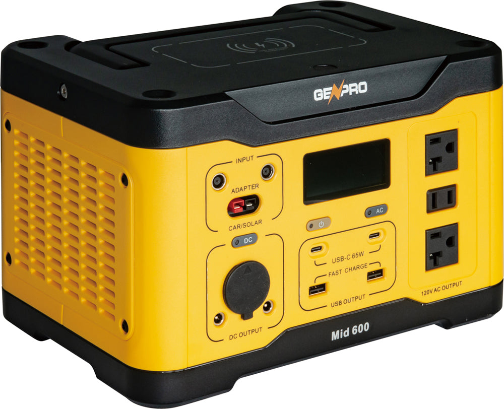 GenPro 600 - Compact and Efficient Portable Power Station 600W 509.6Wh AC DC USB Wireless Charging | Fast Recharge Lightweight & Reliable