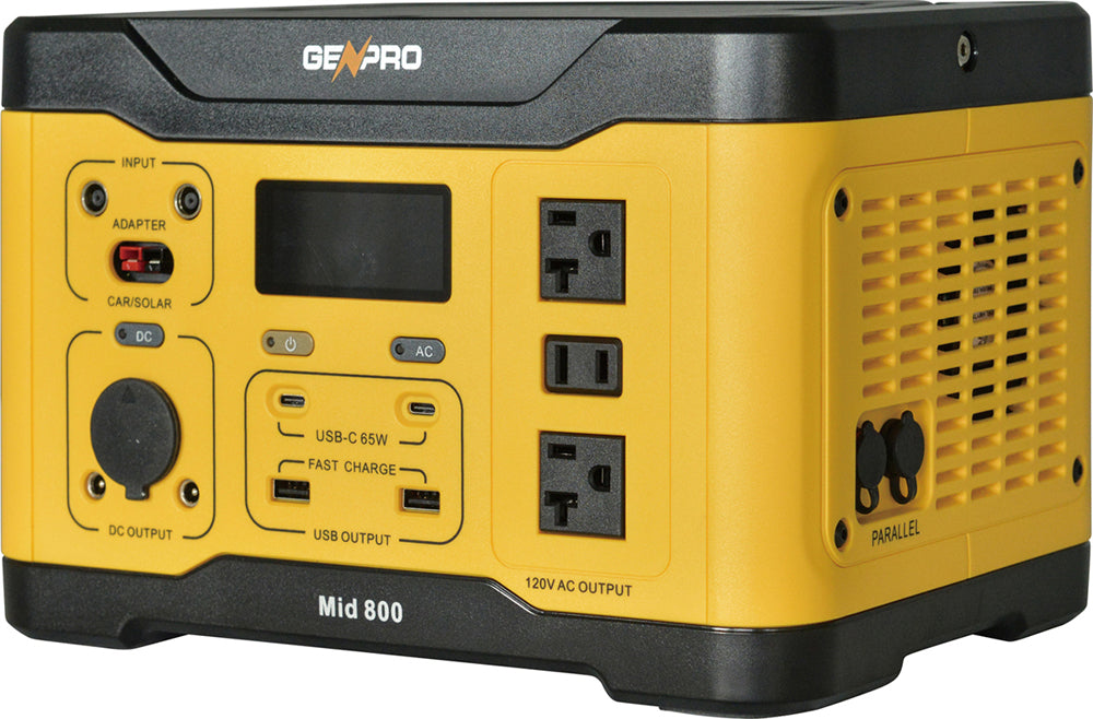 Genpro 800 - Compact Portable Power Station 800W 891.7Wh AC DC USB Wireless Charging Fast Recharge Lightweight & Reliable