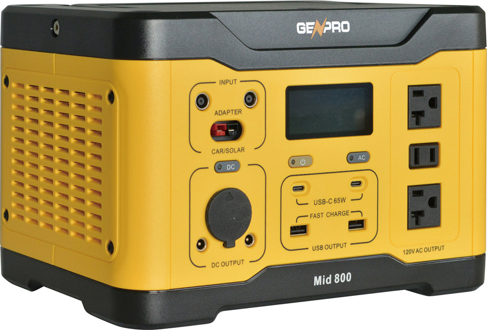 Genpro 800 - Compact Portable Power Station 800W 891.7Wh AC DC USB Wireless Charging Fast Recharge Lightweight & Reliable