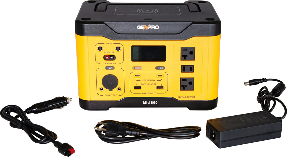 Genpro 800 - Compact Portable Power Station 800W 891.7Wh AC DC USB Wireless Charging Fast Recharge Lightweight & Reliable