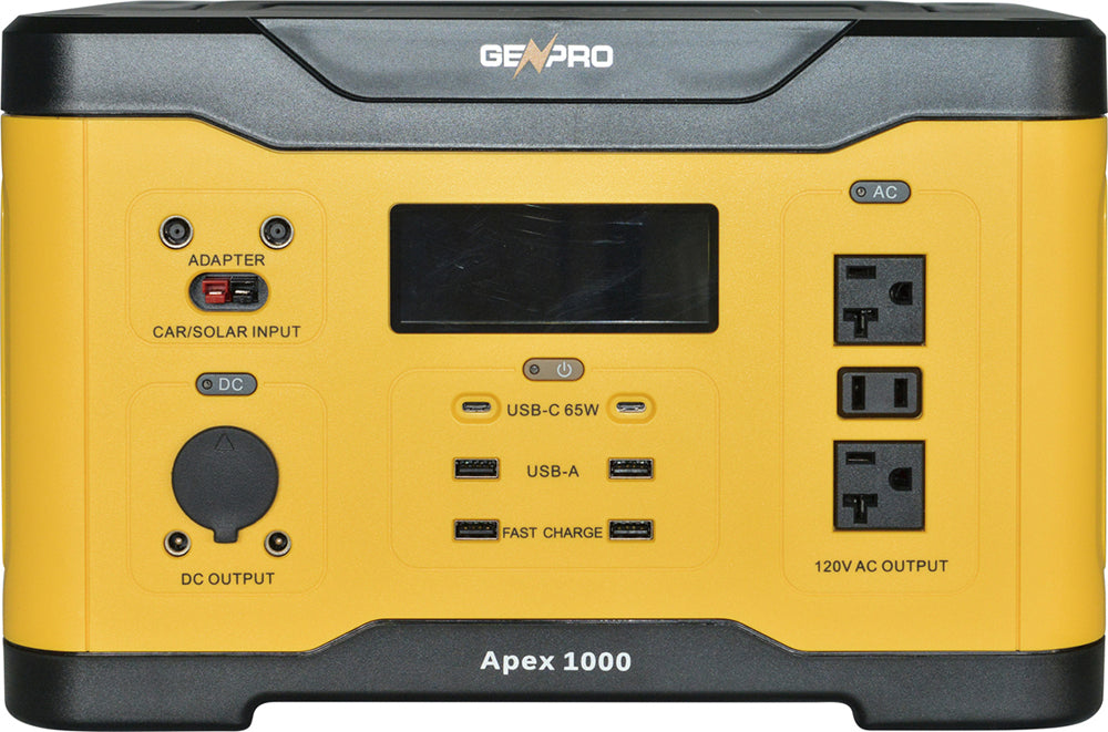 GenPro 1000 - High-Capacity Portable Power Station 1000W 1019Wh AC DC USB Wireless Charging Fast Recharge Lightweight & Reliable
