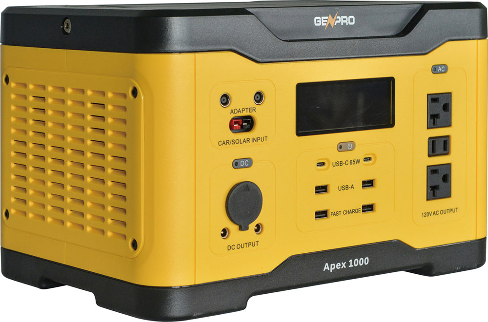GenPro 1000 - High-Capacity Portable Power Station 1000W 1019Wh AC DC USB Wireless Charging Fast Recharge Lightweight & Reliable