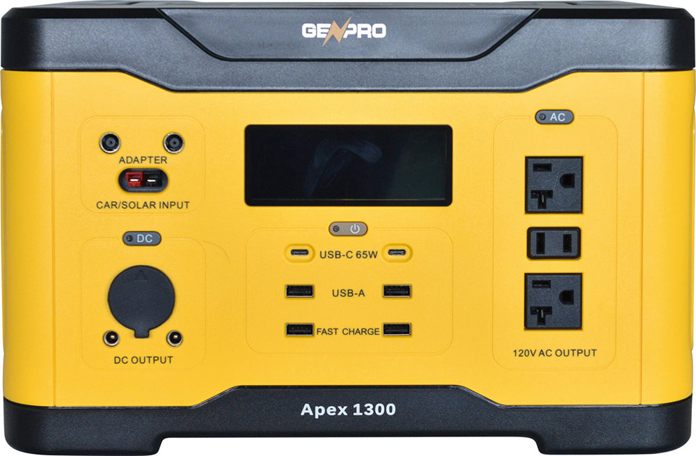 GenPro 1300 - High-Capacity Portable Power Station 1300W 1310.4Wh AC DC USB Wireless Charging Fast Recharge Lightweight & Versatile