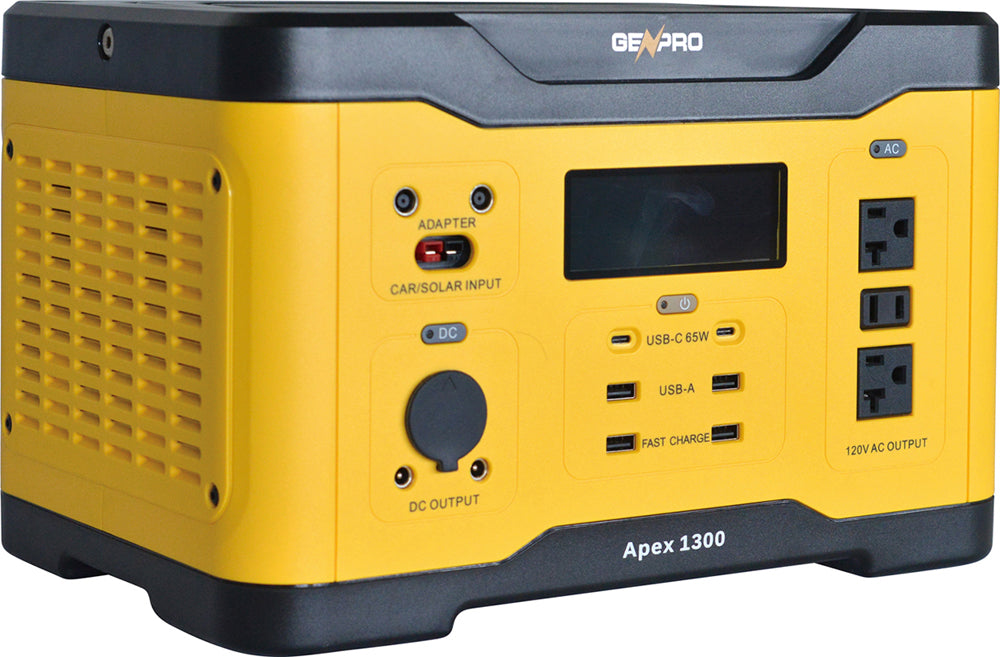 GenPro 1300 - High-Capacity Portable Power Station 1300W 1310.4Wh AC DC USB Wireless Charging Fast Recharge Lightweight & Versatile