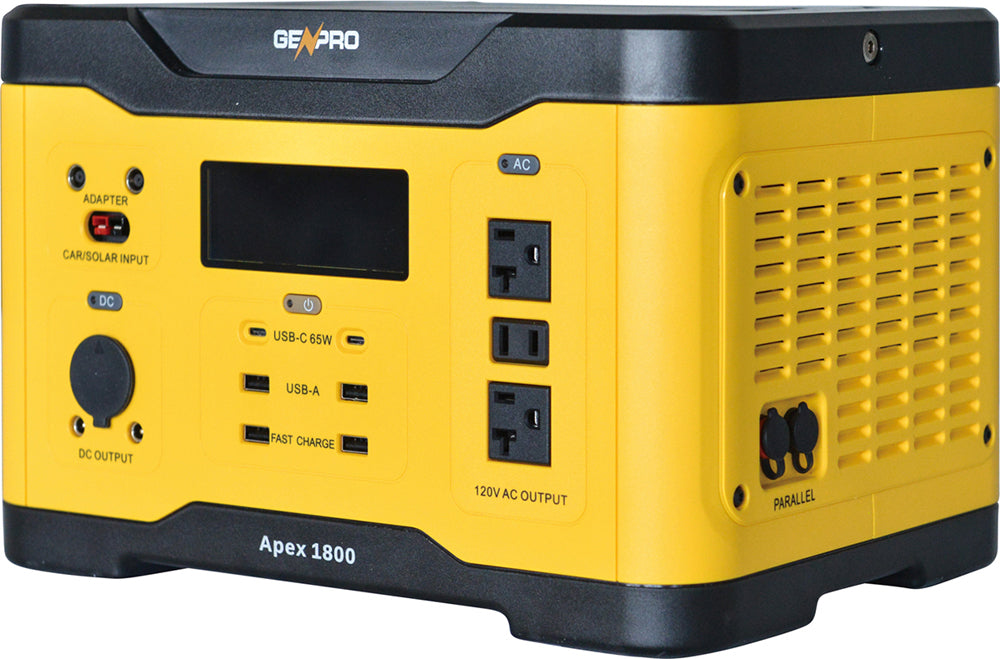 GenPro 1800 - High Capacity Portable Power Station 1800W 1601.5Wh AC DC USB Wireless Charging Fast Recharge Lightweight & Versatile