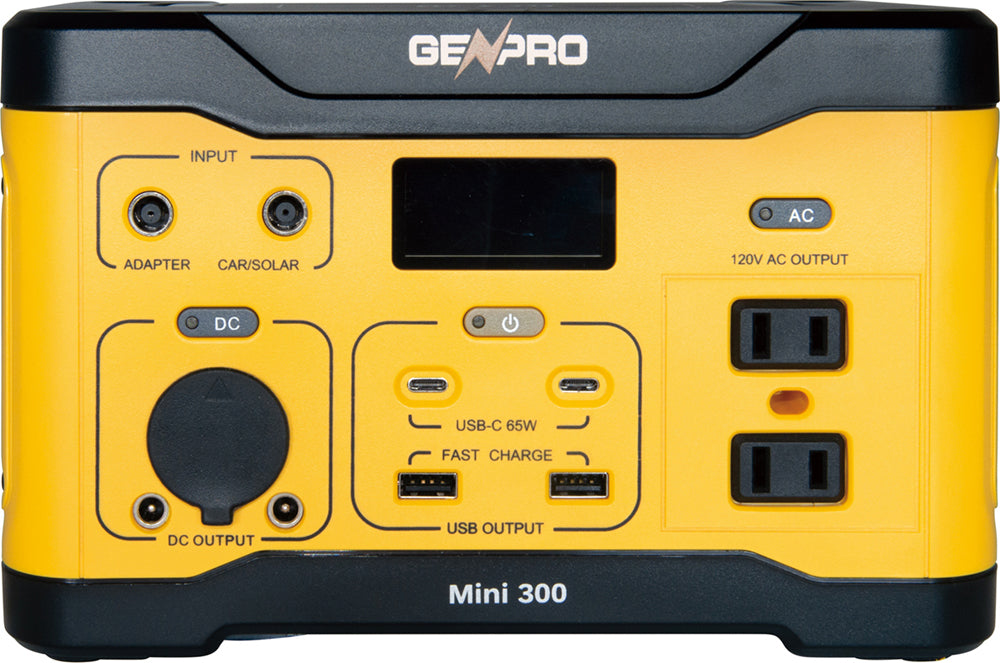 GenPro 300 - Compact and Lightweight Portable Power Station 300W, 265.7Wh AC, DC, USB, Wireless Charging Fast Recharge Perfect for On-The-Go Power